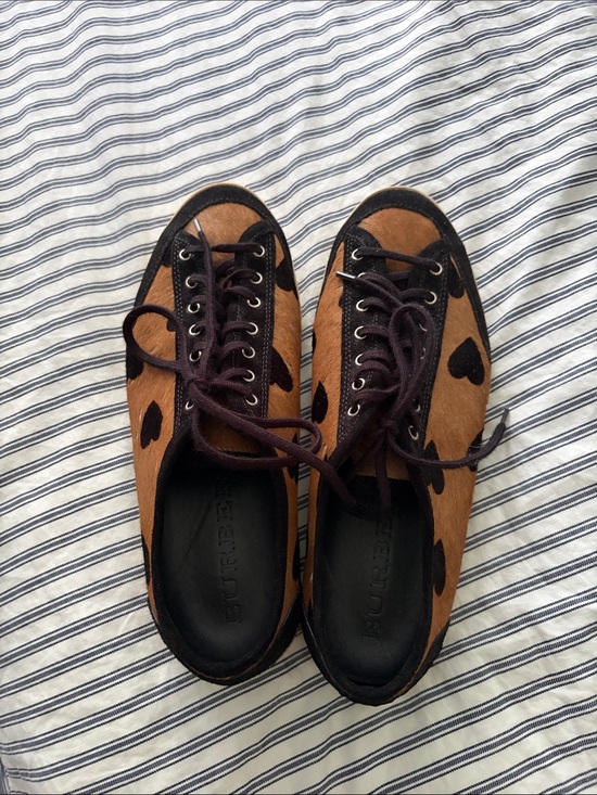 Burberry Shoes - Burberry Heart Print Pony Hair Sneakers in Brown and Black
